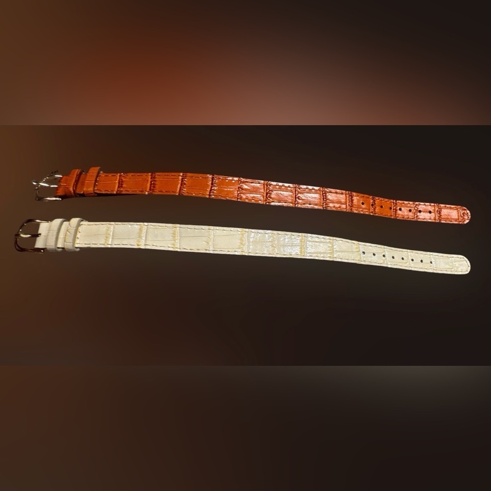 2pc REAL LEATHER Stylish Brown and Cream Leather Bracelets